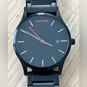 MVMT by Movado Large Black Dial Watch Black Stainless Bracelet Case Date Window